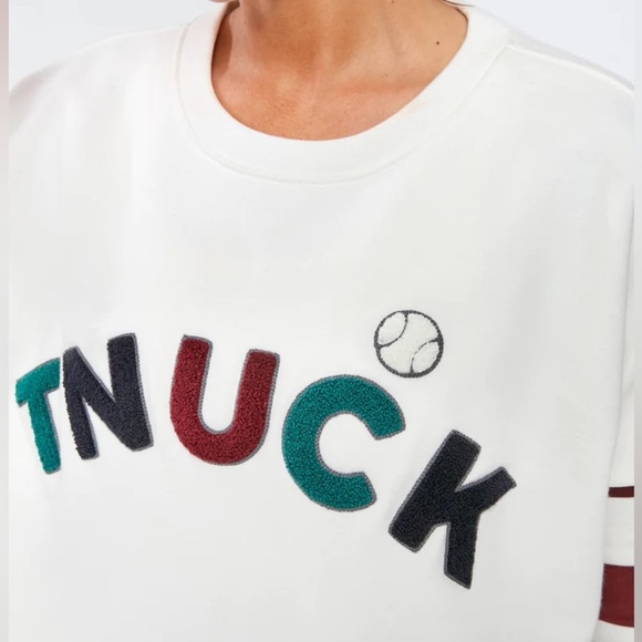 NWT Tuckernuck Sport Fleece Varsity Pullover White size XS/S - Picture 5 of 16